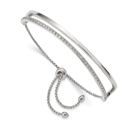 Chisel Crystal Adjustable Bangle Bracelet in Stainless Steel