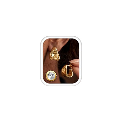 Chunky Gold Stud Earrings for Women Sterling Silver Earring Hypoallergenic | Non Tarnish 14K Gold Plated 925 Silver Posts for Sensitive Ears,Knot Statement Dangle Earrings Gold Jewelry Gifts Lightweight - color: gold plated-chunky