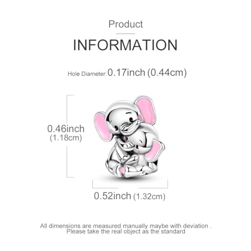 Hapour 925 Sterling Silver Charms for Bracelet Necklace Dangle Pendant Bead | Bear Charm, Elephant Zebra Cat Dream catcher Family Birthday European Jewelry Charm, For Women Mom - color: Elephant and Baby Elephant