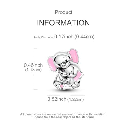 Hapour 925 Sterling Silver Charms for Bracelet Necklace Dangle Pendant Bead | Bear Charm, Elephant Zebra Cat Dream catcher Family Birthday European Jewelry Charm, For Women Mom - color: Elephant and Baby Elephant