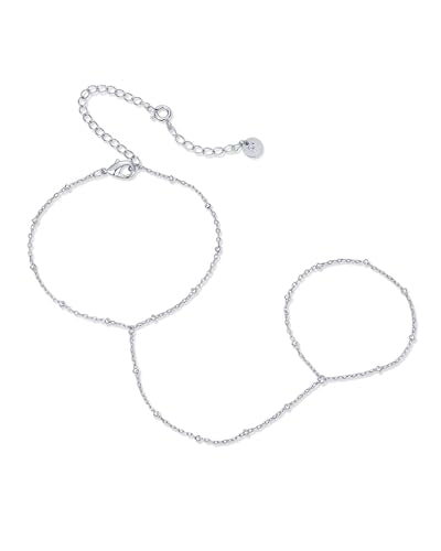 PAVOI Hand Chain Bracelet for Women, 14K Gold Plated Adjustable Ring Chain | Hand Chain Bracelet, Ring Bracelet Hand Chain, Arm & Body Jewelry - style: Satellite