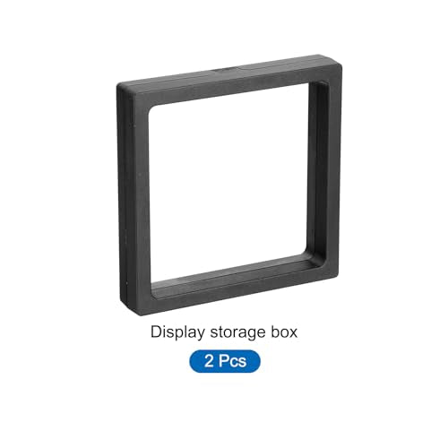 MECCANIXITY Floating Frame Display Holder Stand 3D Jewelry Display Box 4.33 x 4.33 x 0.79 Inch Black for Ring Necklace Bracelet Earring Pack of 2 - color: Black, size: 4.33 x 4.33 x 0.79 inch