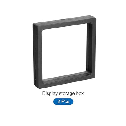 MECCANIXITY Floating Frame Display Holder Stand 3D Jewelry Display Box 4.33 x 4.33 x 0.79 Inch Black for Ring Necklace Bracelet Earring Pack of 2 - color: Black, size: 4.33 x 4.33 x 0.79 inch