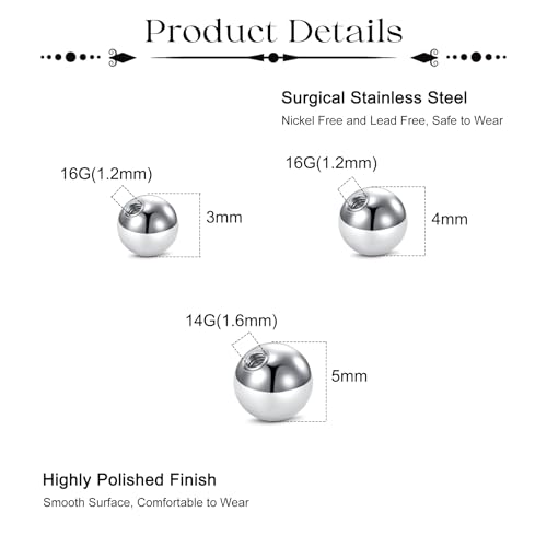 Fake Eyebrow Ring Fake Lip Labret Studs Replacement Balls Spike with 100pcs Sticker Non-Piercing Body Jewelry Fake Skin Piercing - color: D1 -Silver