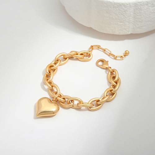 Gold & Silver Heart Chain Link Bracelets For Women - color: AMZ-SL21784A