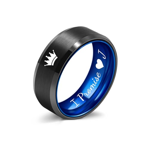 LerchPhi Engraved Custom Tungsten Rings For Men Wedding Band Personalized Titanium Promise Ring for Him Black/Red/Green/Purple/Blue Beveled Edge Szie 6 to 16 - color: Custom - 8MM Blue Tungsten