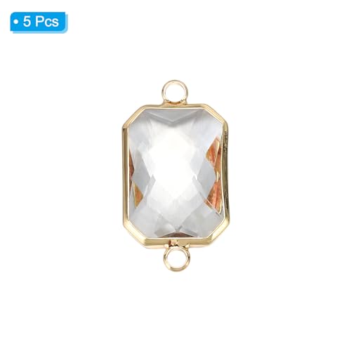 PATIKIL Birthstone Connector Link, Diamond Clear Charm Links, Glass Jewelry Findings Crystal Bead Link for Drop Dangle Pendants Necklace Bracelet Earring - color: White