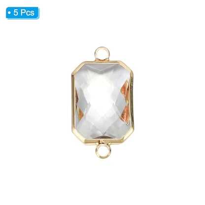 PATIKIL Birthstone Connector Link, Diamond Clear Charm Links, Glass Jewelry Findings Crystal Bead Link for Drop Dangle Pendants Necklace Bracelet Earring - color: White