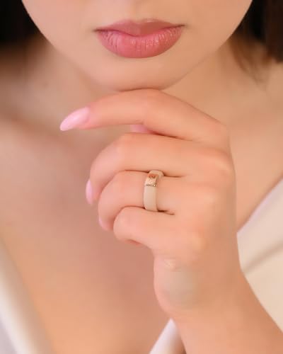 Rinfit Silicone Rings for Women 6mm Wide & Men 7mm Wide, 2mm Thick - Silicone Wedding Bands- Infinity Ring with Metal Plate - Patented Design - color: Pack A: Nude / Rose Gold, size: Size 10, style: Women