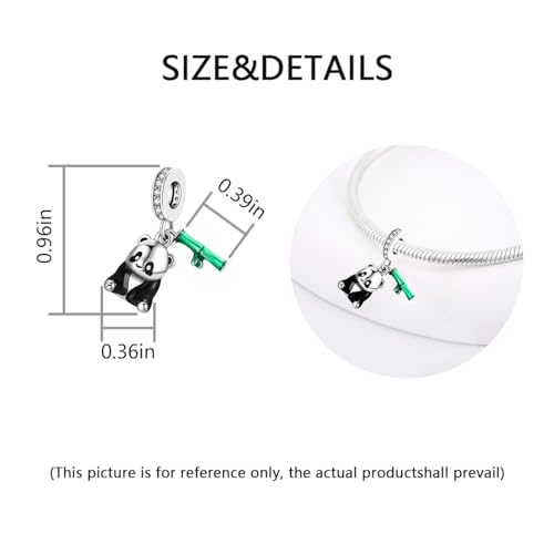 Charm for Bracelets and Necklaces, Heart Animals 925 Sterling Silver Bead Celestial Sun Moon Star Charms Jewelry Gift for Women Girls - color: Panda Green Bamboo Charm