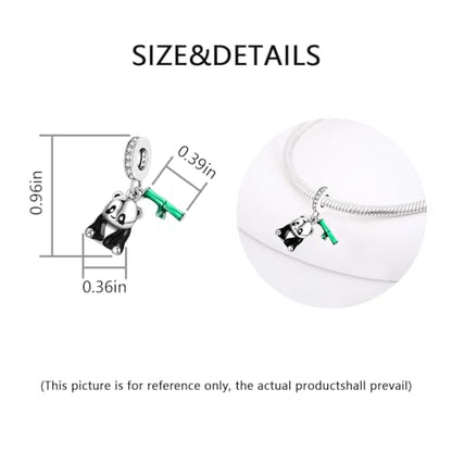 Charm for Bracelets and Necklaces, Heart Animals 925 Sterling Silver Bead Celestial Sun Moon Star Charms Jewelry Gift for Women Girls - color: Panda Green Bamboo Charm