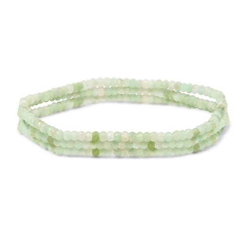Natural Stones Mini Seed Bead Stretch Bracelet Stackable Strands (Set of 3) - color: Green Aventurine