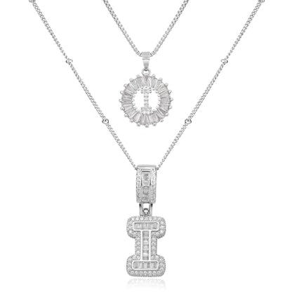 14K Gold Plated Alphabet Necklace Cubic Zirconia Letter Pendant, Personalized Name Jewelry Gift for Women, Customizable A-Z, Birthday/Mothers Day Gifts for Womens - color: White Gold, style: Style-I