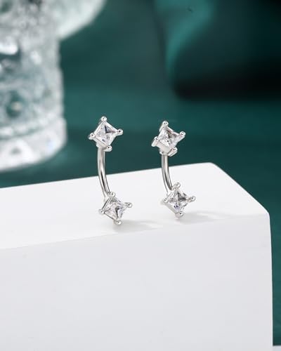 COCHARM Minimalist Rook Earrings 16G Rook Piercing Jewelry Stainless Steel Eyebrow Rings for Women Men Dainty Lobe Earrings 6/8MM - color: WG-8MM