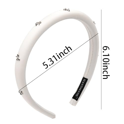 Kilener Bow Headband Padded Headbands for Women Girls Bowknot Headband Thin Padded Headbands Hairbands for Women's Hair Non Slip Head Bands with Bow Hair Accessories - color: White