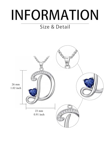 A to Z Initial Birthstone Pendant Necklaces Name Jewelry for Women | 18K White Gold Plated Personalized Alphabet Jewelry Anniversary Christmas Birthday Gifts for Wife Her Daughter Girlfriend - color: D Initial-09-Sept