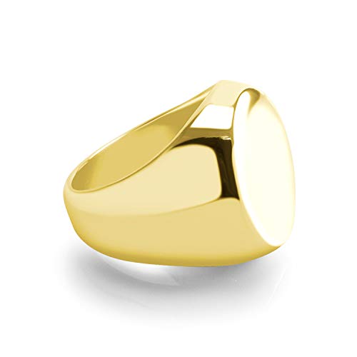 555Jewelry Stainless Steel Solid Plain High Polish Round Signet Ring for Men - color: Gold