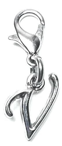 Initial Italic Cursive Stainless Steel Clasp Clip on Charm Graduation Cap Tassel Event Party Invitation Card Baby Shower Birthday Thank You Celebration Personalized Congratulations Choice of 26 Letters - style: Letter V