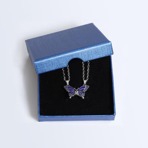 FM FM42 Temperature Sensing Color Changing Pendant Necklace with 19.29" Stainless Steel Rolo Chain - color: Butterfly Set, Pack of 2