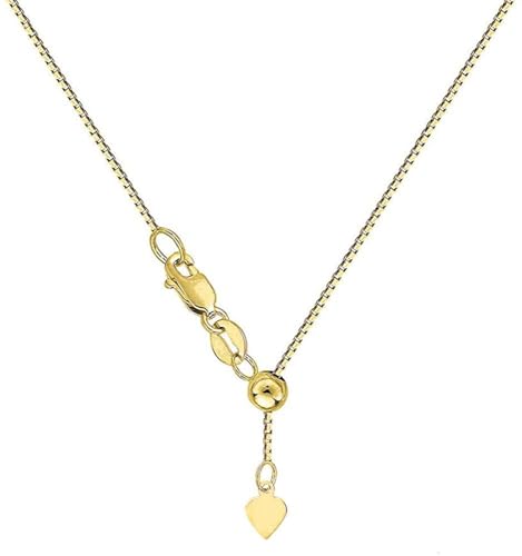 Savlano 925 Sterling Silver Solid 0.8mm Box Adjustable Bolo 14-24 Inch Chain Necklace For Women - Made in Italy Comes With a Gift Box - style: Gold Plated