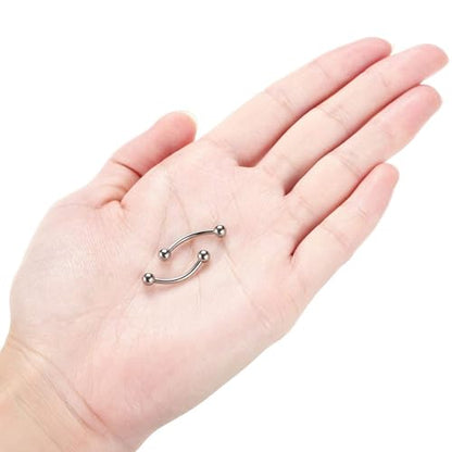PEAKLINK Internally Threaded Nipple Rings Titanium Nipple Bars Piercing Jewelry 1 Pair Tongue Rings Eyebrow Jewelry Bridge Piercings - color: Silver Curved Nipple Barbell