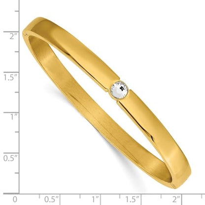 Chisel Stainless Steel Polished Yellow IP-Plated Preciosa Crystal 6mm Hinged Bangle Bracelet