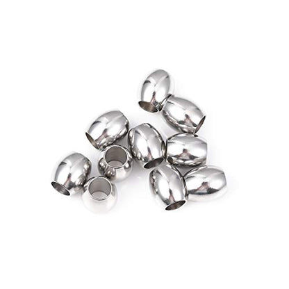 Stainless Steel Spacer Beads 10x11mm Oval Loose Charm Caps Beads for DIY Jewelry Making 10pcs with 6mm Hole - color: 10x11mm 6mm