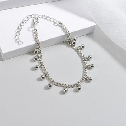 MXUHUI Boho White Beads Pearl Dangle Anklet Beaded Pearl Bracelet Foot Chain Stretch Anklet Summer Beach Jewelry for Women - color: Beads
