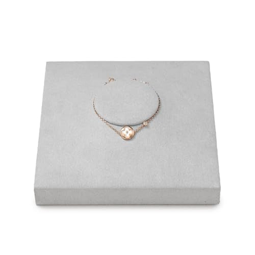 Microfiber Jewelry Display Tray Necklace Display Stand | Necklace Holder Gray - size: 5.52" x 5.49" x 0.78"
