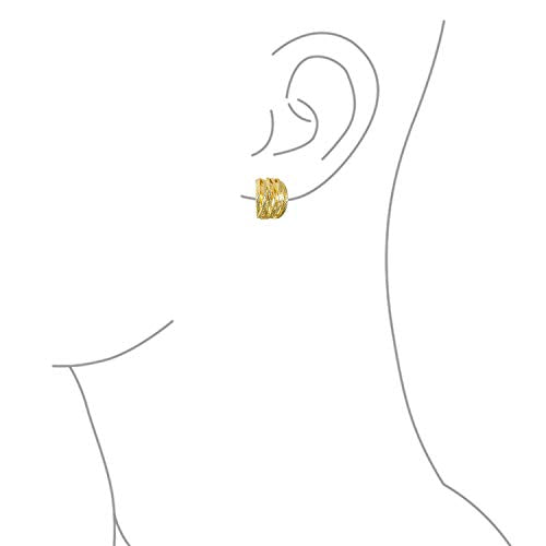Bling Jewelry Casual Wide Criss Cross Clip On Earrings For Women Lightweight Non Pierced Ears Rhodium Plated Rose Yellow Gold Plated - color: Gold