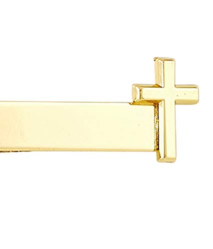 Needzo Gold Tone First Communion Tie Bar Clip with Cross, 1 1/4 Inch