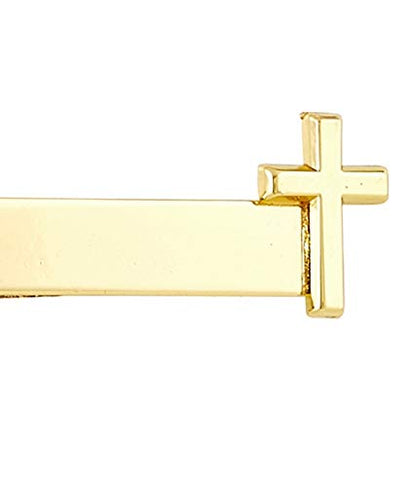 Needzo Gold Tone First Communion Tie Bar Clip with Cross, 1 1/4 Inch