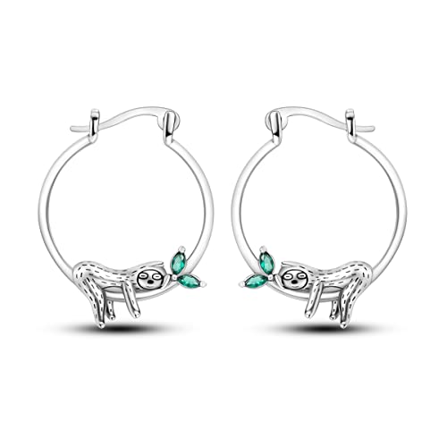 NARMO 925 Sterling Silver Earrings for Women Hypoallergenic Hoop Earrings - color: Sloth