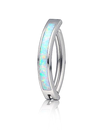 limerencia 14G G23 Titanium Belly Button Ring with Small Teardrop Cubic Zirconia 10mm Internally Threaded Navel Piercing Jewelry - color: Curved Hoop White Opal