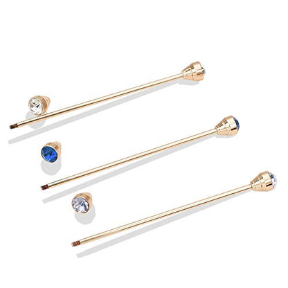 8PCS Men's Crystal Collar Bar Necktie Clasp Lapel Stick Brooch Shirt Collar Stay Cravat Tie Pin Stud Bar Clips Silver Gold Black Rose - color: Gold