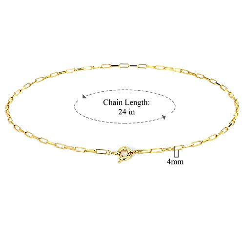 Lock Necklace for Women Paperclip Link Chain Padlock Necklace Non-Tarnish - color: Gold - 24 Inches Chain Necklace