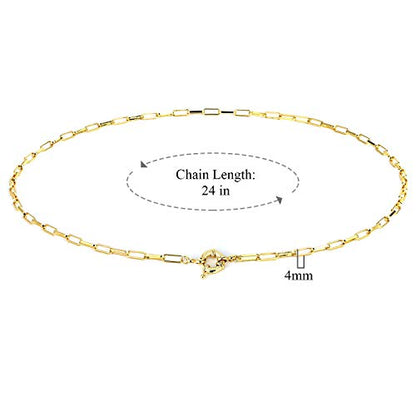 Lock Necklace for Women Paperclip Link Chain Padlock Necklace Non-Tarnish - color: Gold - 24 Inches Chain Necklace
