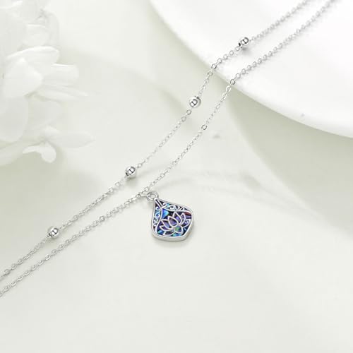 POPLYKE 925 Sterling Silver Double Layered Chain Evil Eye Daisy Sunflower Butterfly Anklets for Women Holiday Beach Crystal Ankle Bracelet Dainty Evil Eye Jewelry - style: Abalone Lotus Anklet