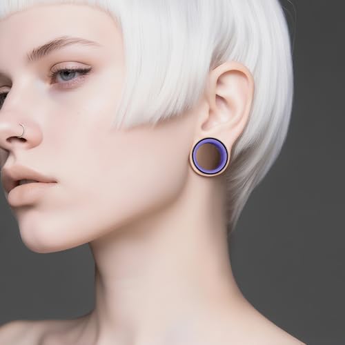 DOEARKO 2Pcs Ear Gauges Hollow 316L Stainless Steel Double Flared Ear Plugs Tunnels Stretcher Body Piercing Earring Jewelry for Women Men 2G(6mm)-1"(25mm) - color: B&P, size: 25mm(1")