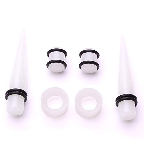 JieyueJewelry 50/54 Pcs Ear Stretching Kit 14G-00G | Acrylic Tapers & Plugs with Silicone Tunnels, Ear Gauges Expander Set Body Piercing Jewelry for Women and Men - color: Transparent Luminous