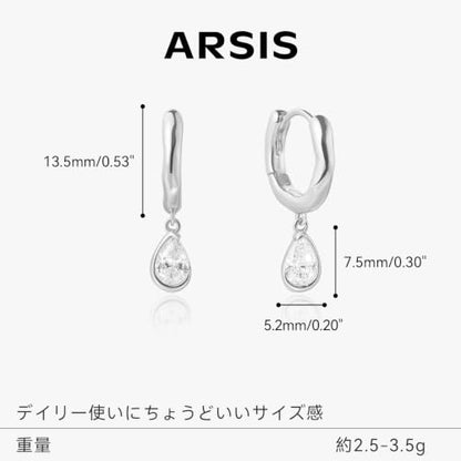 ARSIS Heart Charm Huggie Hoop Earrings for Women, Dainty 18K Gold Plated Heart Drop Hoops with CZ, Hypoallergenic, 925 Sterling Silver Posts, Tarnish-Free, Lightweight Jewelry Gift for Her - color: Teardrop Drop Earrings Silver