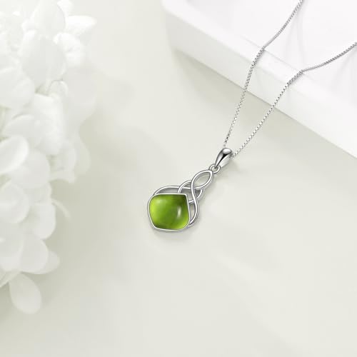 YAFEINI Irish Celtic Pendant Necklace Sterling Silver Natural Stone Teardrop Necklace Jewelry Gifts For Women Girls - color: Peridot necklace