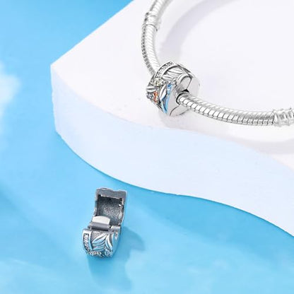 925 Sterling Silver Stopper Clip Charms for Bracelet Necklace Spacer Beads with 5A Cubic Zirconia Mother's Day Christmas DIY Gift for Women(2PCS) - style: Colorful Stone Leaves