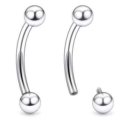 Ruifan 20g 18g 16g 14g 12g 8g 6g 4g 2g Rook Piercing Jewelry Titanium Internally Threaded Curved Barbell Eyebrow PA Tragus Helix Conch Lobe Earrings Lip Rings Body Piercing Jewelry For Women Men - size: 12G - 16mm Ball