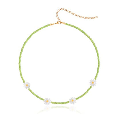 Wellike Freshwater Pearl Beaded Necklace for Women Handmade Boho Colorful Glass Beads Choker Necklace Stainless Steel 18K Gold Plated Bohemian Women Summer Jewelry Gifts - color: KKWX1145L