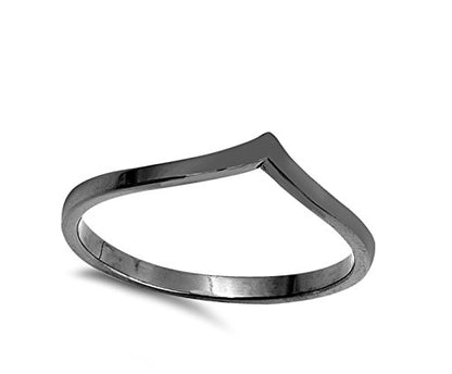 CHOOSE YOUR COLOR Sterling Silver Chevron Thumb Ring - color: Black-Tone