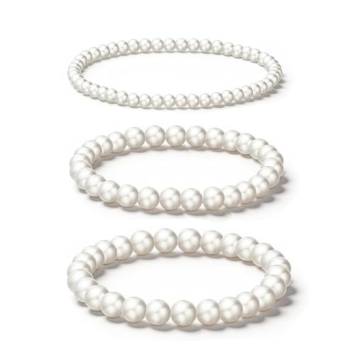 Pearl Bracelets for Women Dainty Baroque Pearl Bracelet White Bridesmaid Bridal Bracelet Wedding Jewelry Gifts for Mother Daughter Matching Outfits - color: A2:pearl bracelet