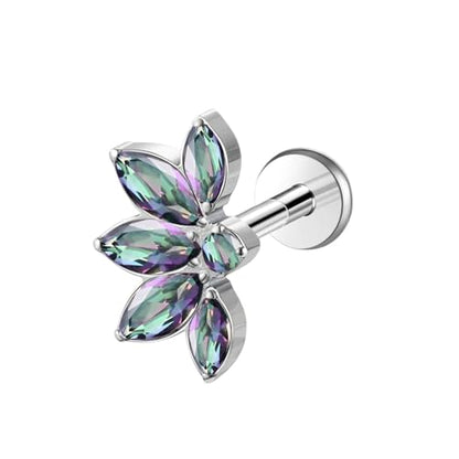 1pcs 16G 18G G23 Titanium Threadless Labret Studs Push-in Labret Lip Cluster Tragus Helix Conch Lobe Rook Cartilage Push Back Piercing Jewelry Earring - style: 5 eye-VM
