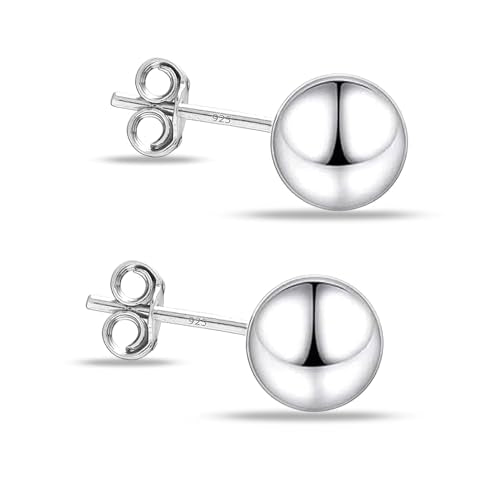 Charmsy 925 Sterling Silver Ball Post Stud Earrings for Women | Round Hammered Lightweight Disco Classic Ball Stud Earring for Women Teen | Sizes 3mm-11mm - style: 9mm-Classic