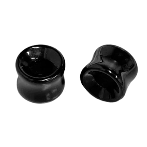 Hollow Black Obsidian Natural Stone Ear Plugs Gauges Tunnel Expanders Stretcher Saddle Organic Agate Double Flared Flesh Earrings for Men Women Fashion Piercings Body Jewelry Gift - size: 5/8"(16mm)